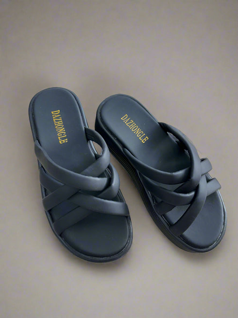 Summer Casual Criss Cross Slid On Sandals
